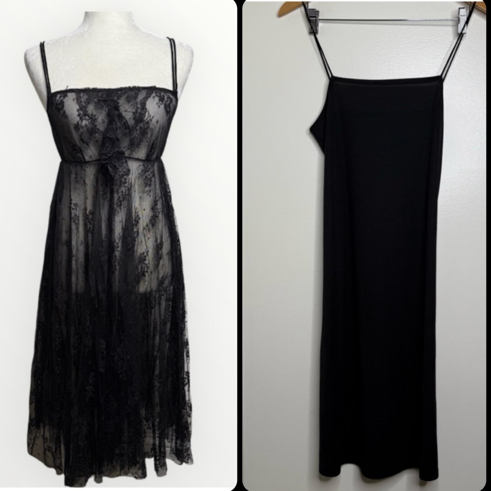 Vintage Only Hearts NYC Helena Stuart Sheer Black Lace Negligee Lingerie Medium
